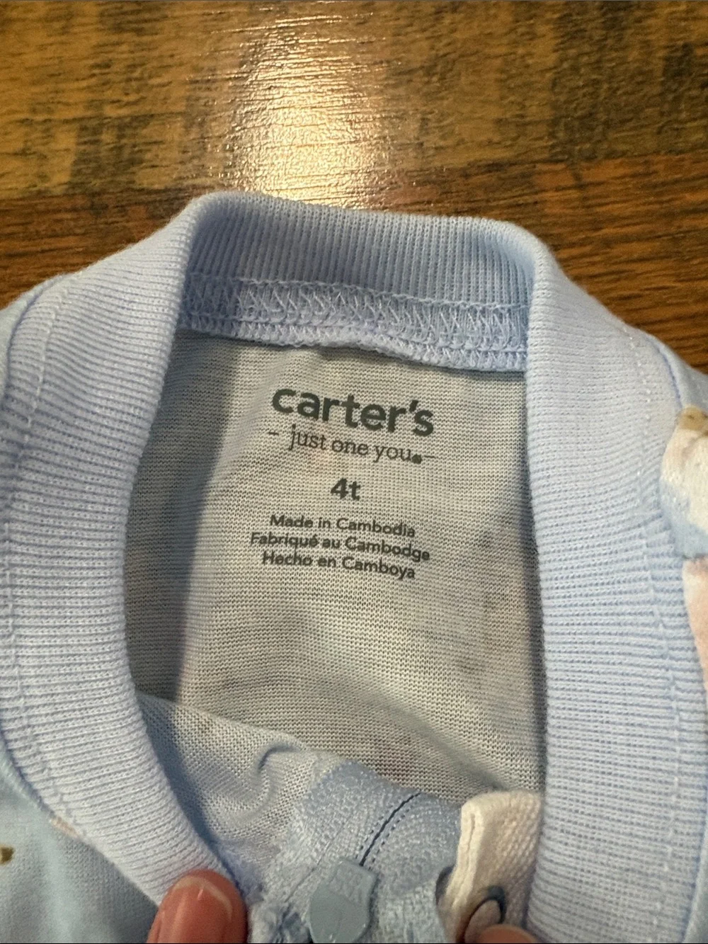 Carter's Pale Blue Footed One-Piece Pajama with Sheep and Moon Print